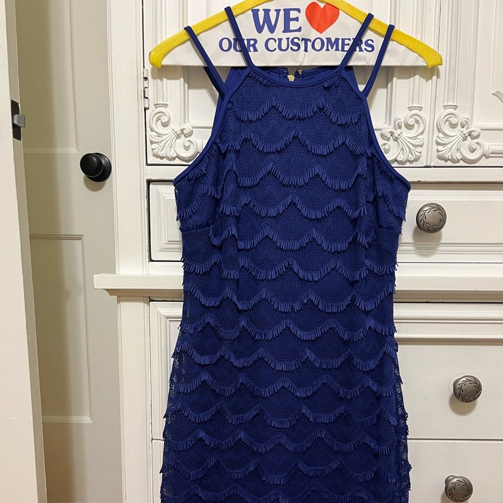 Guess Navy Textured Midi Dress